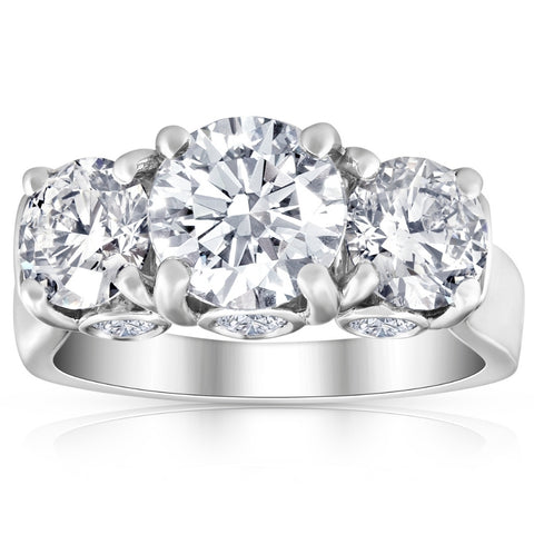 VS 4.60 Ct TW Three Stone Diamond Engagement Ring 14k White Gold Lab Grown