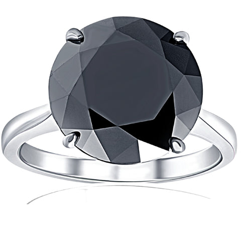 8 Ct Black Moissanite Round Cut Solitaire Engagement Ring 10k White Gold