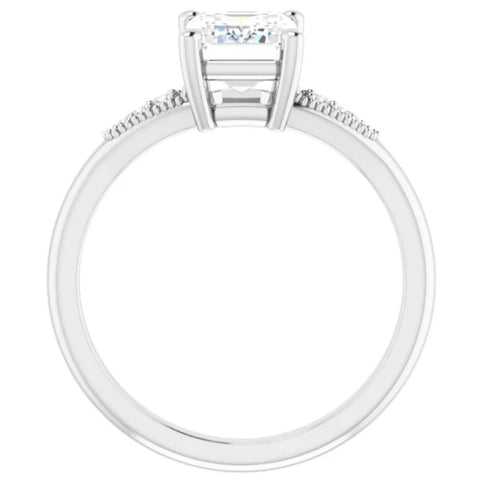 1 3/4Ct Diamond & Emerald Cut Moissanite Vintage Engagement Ring White Gold