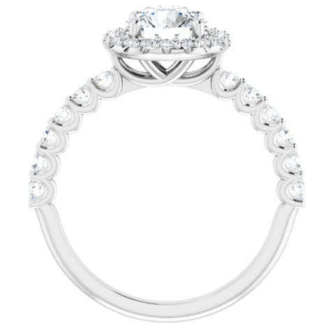 1 3/4Ct Halo Diamond Engagement Ring 14k White Gold