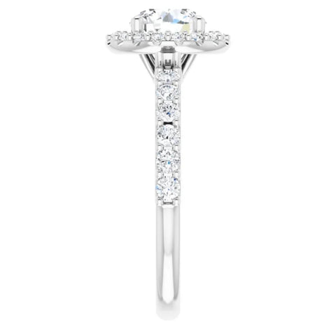 1 3/4Ct Halo Diamond Engagement Ring 14k White Gold