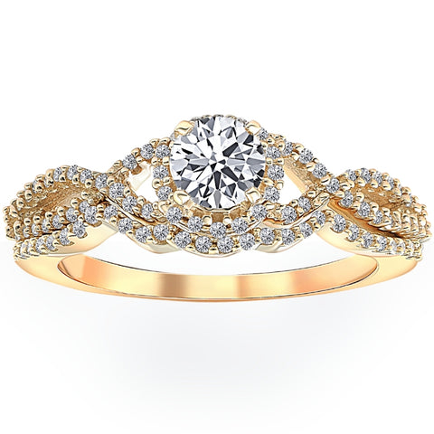 3/4 Ct Diamond Engagement Infinity Wedding Ring Set 14k Yellow Gold