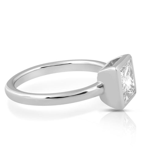 H/VS 2Ct Princess Cut Diamond Solitaire Engagement Ring Lab Grown 14k White Gold