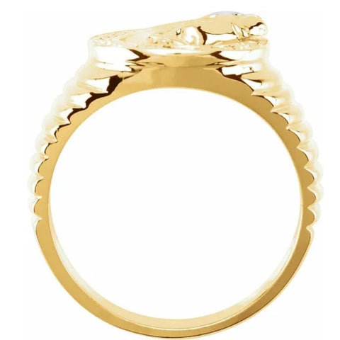 Men's 1/3CT Diamond Horseshoe Lucky Ring 10k Yellow Gold