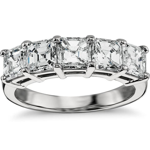 VVS 2.50Ct Asscher Cut Moissanite Wedding Ring in 14k White, Yellow or Rose Gold