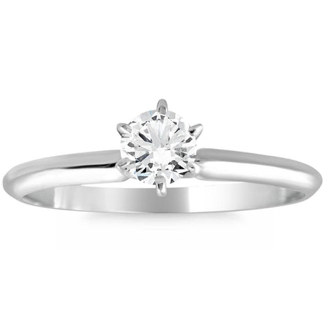VS 1/3Ct Solitaire Round Cut Diamond Engagement Ring in 14k Gold Lab Grown