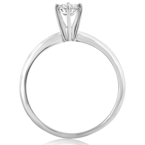 1/4Ct Solitaire Round Cut Diamond Platinum Engagement Ring