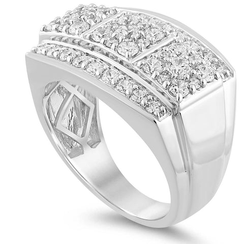 2Ct Men's Diamond Multi-Cluster Anniversary Ring 10k White or Yellow Gold