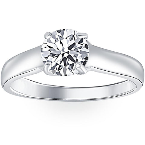 1 Ct Solitaire Round Cut Diamond Engagement Ring 14k White Gold Lab Grown