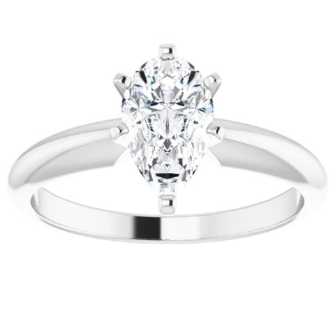 1/3Ct Solitaire Pear Shape Diamond Engagement Ring in 14k White or Yellow Gold