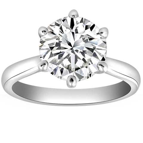 VS 2 1/2CT Lab Grown Diamond 6-Prong Solitaire Engagement Ring 14k White Gold