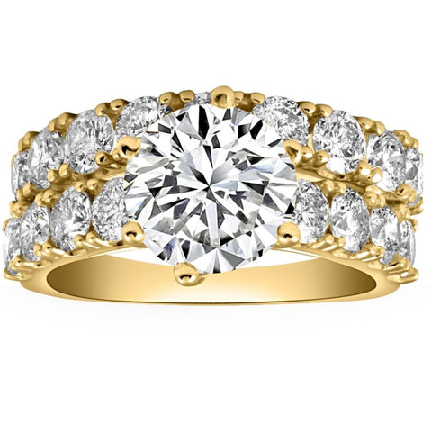 VS 6 1/2Ct Diamond Engagement Wedding Ring Set in 10k Yellow Gold Lab Grown