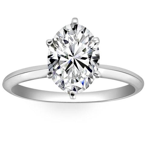 VS 2CT Platinum Oval Diamond 6-Prong Solitaire Engagement Ring Lab Grown