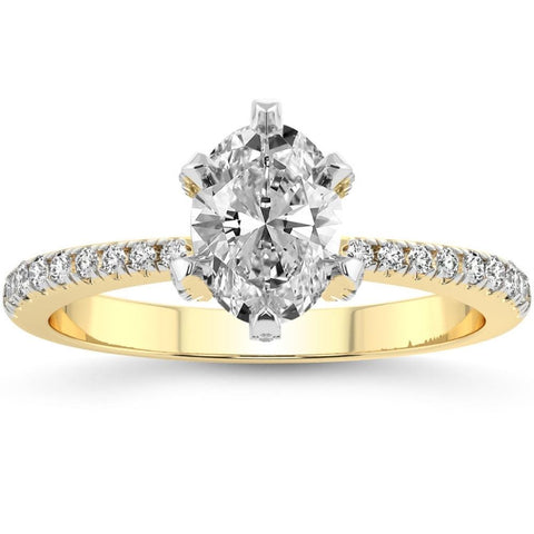 VS 2 1/2Ct Oval Diamond Lab Grown Engagement Ring in White, Yellow or Rose Gold