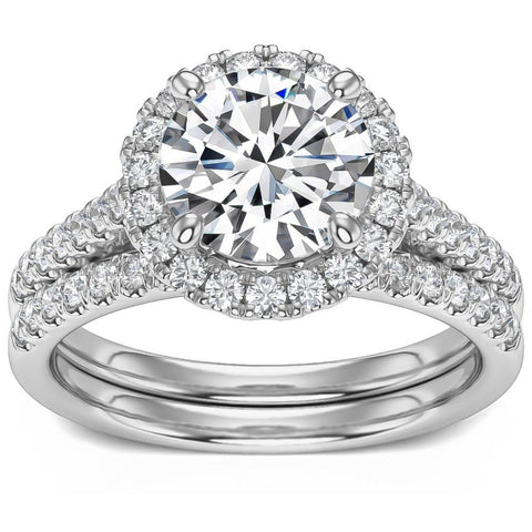 VS 3.30Ct Halo Diamond Engagement lab Grown Ring Set White, Yellow, or Rose Gold