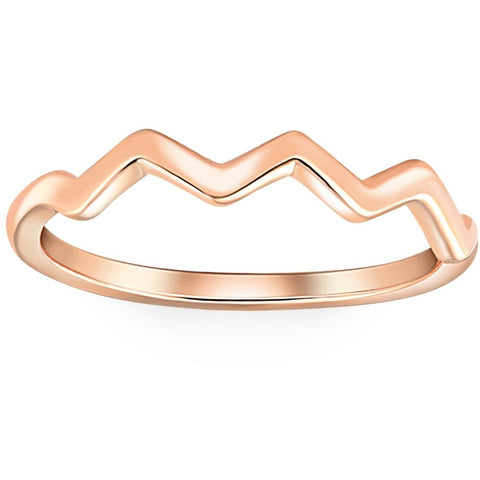 Stackable Zig Zag Women's Ring Wedding Band in 14k White, Rose, or Yellow Gold