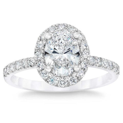 VS 2 3/4Ct Oval Diamond Halo Engagement H/VS2 Ring in 14k White Gold Lab Grown