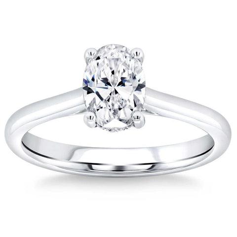 G/VVS 1.30Ct Oval Diamond Solitaire Engagement Ring in White Gold Lab Grown