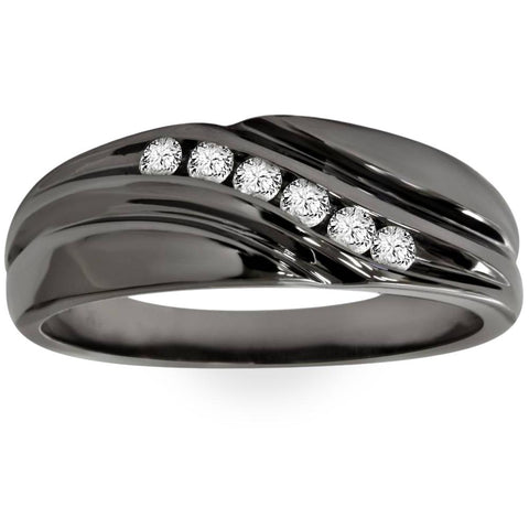 1/4Ct Men's Black Diamond Ring in Black Gold
