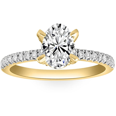 VS 1.50Ct Oval Diamond Engagement Ring White Yellow or Rose Gold Lab Grown