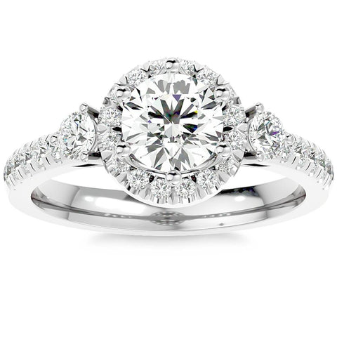 1 1/2Ct Moissanite & Diamond Engagement Ring in White, Yellow, or Rose Gold