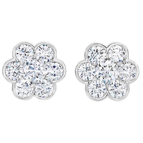 VS 1Ct TW Diamond Floral Shape Studs Lab Grown Earrings White or Yellow Gold