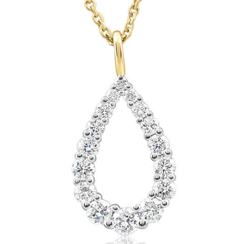 1/2Ct Pear Shape Lab Grown Diamond Pendant 10k White or Yellow Gold Necklace