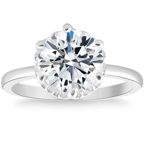 3Ct Round Cut Certified Lab Grown Diamond Engagement Ring in White Gold H/VS2