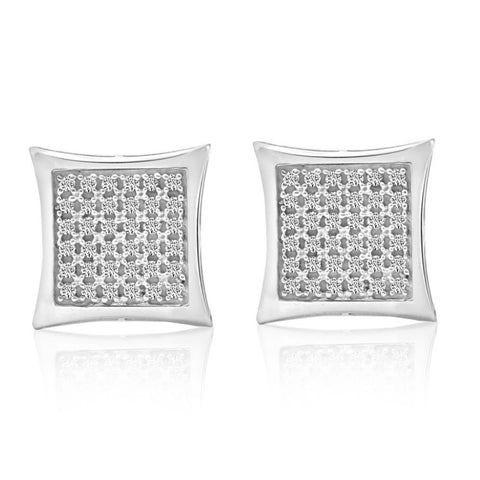1/3Ct Natural Diamond Pave Square Framed Womens Earrings in White or Yellow Gold