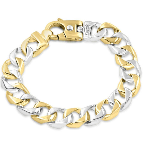 Men's Solid 14k Gold (70grams) or Platinum (112gram) Two Tone 13mm Bracelet 9"