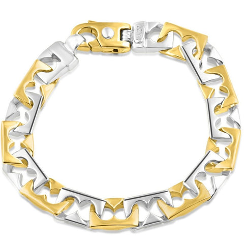 Men's Solid 14k Gold (50grams) or Platinum (80gram) Two Tone 10mm Bracelet 8.5"