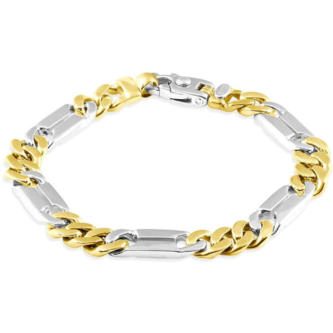 Men's Figaro 14k Gold (44gram) or Platinum (71gram) 9mm Link Bracelet 8.25"