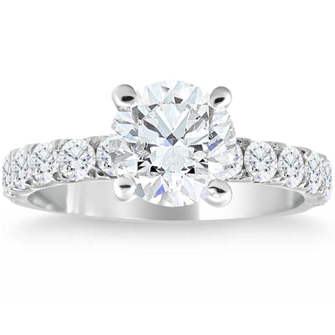 3 1/4Ct TW Round Diamond Engagement Ring 14k White Gold Lab Grown