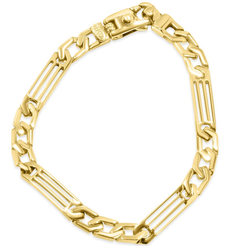 Men's Figaro Link 14k Gold (24gram) or Platinum (39gram) 7mm Bracelet 8.5"