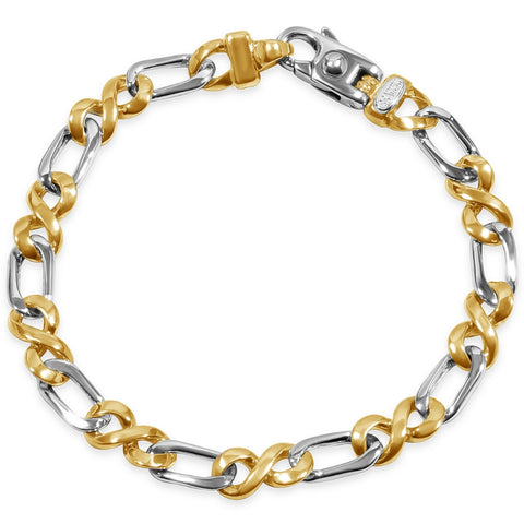 Men's Figaro Link 14k Gold (28gram) or Platinum (46gram) 7-8mm Bracelet 8.25"