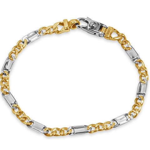 Men's Figaro Link 14k Gold (13gram) or Platinum (21gram) 5mm Bracelet 8"