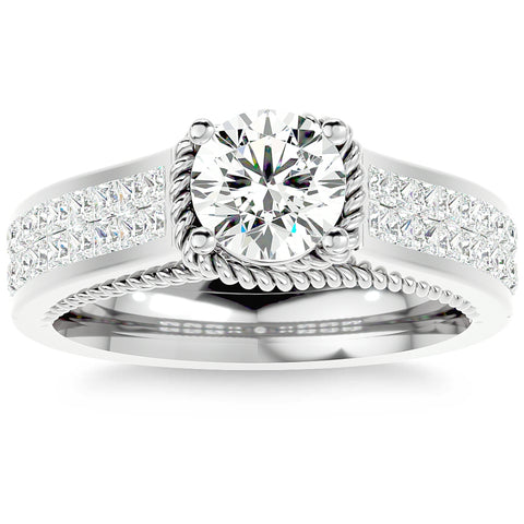 1 3/4Ct Diamond & Moissanite Designed Accent Engagement Ring in 10k Gold