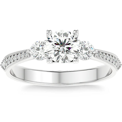 1 1/10Ct Diamond & Moissanite Accent Engagement Ring in 10k Gold