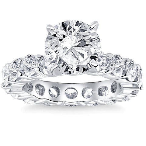 5 1/2Ct Diamond Eternity Prong Set Big Engagement Ring 14k White Gold Lab Grown