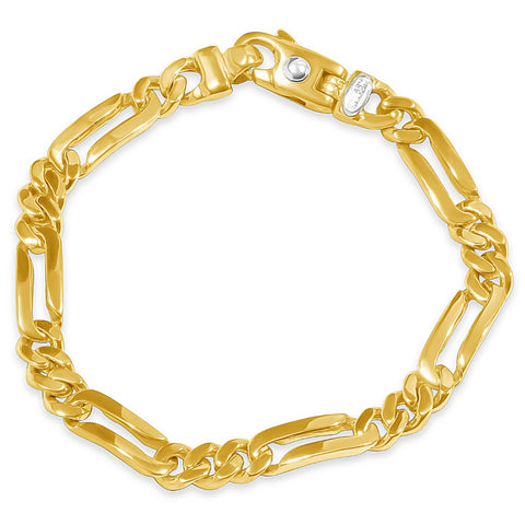 Men's Figaro Link 14k Gold (28gram) or Platinum (46gram) 7.5mm Bracelet 8"