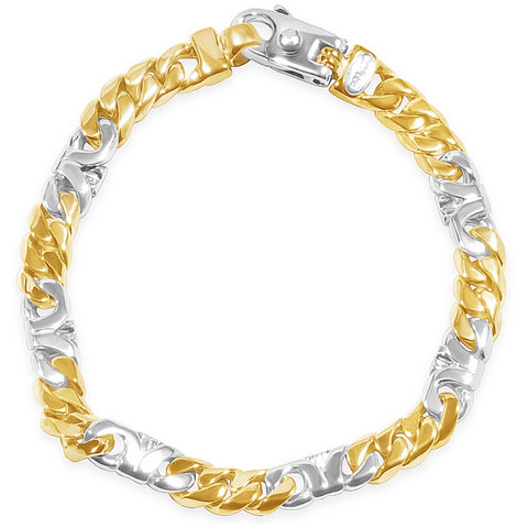 Men's Figaro Link 14k Gold (35gram) or Platinum (57gram) 7.5mm Bracelet 8"
