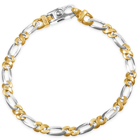 Men's Figaro Link 14k Gold (14gram) or Platinum (23gram) 5.5mm Bracelet 8.5"