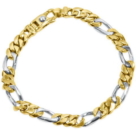 Men's Figaro Link 14k Gold (41gram) or Platinum (66gram) 8mm Bracelet 8.5"