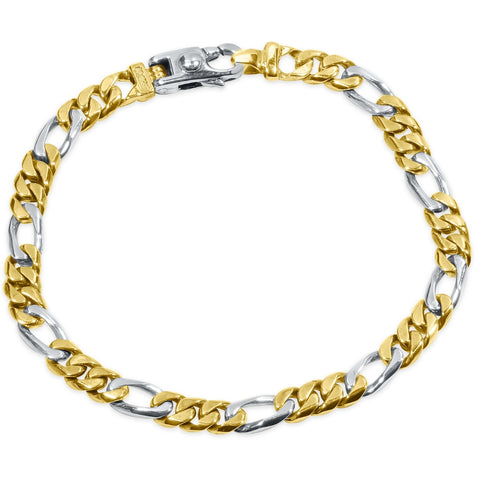 Men's Figaro Link 14k Gold (28gram) or Platinum (45gram) 6.5mm Bracelet 8.5"