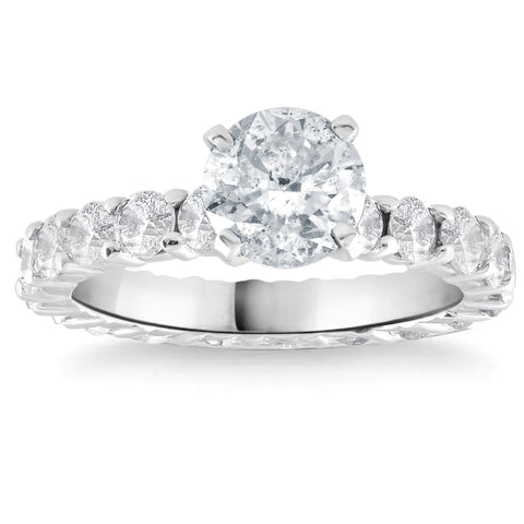 2 1/4Ct Round Cut Diamond Eternity Engagement Ring 14k White Gold