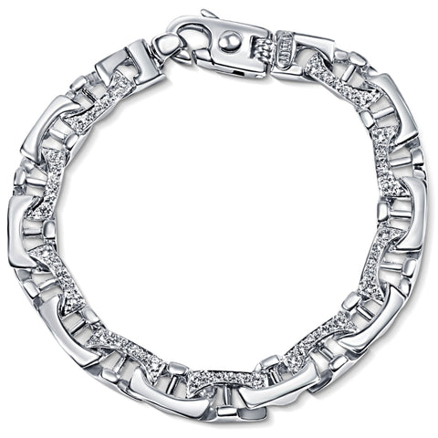 Men's 14k Gold (44gram) or Platinum (71gram) 8.5mm Diamond Bracelet 8.5"