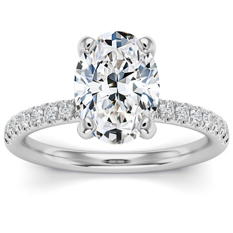 3 1/2Ct Oval Diamond Engagement Ring Lab Grown in 14k White, Yellow or Rose Gold