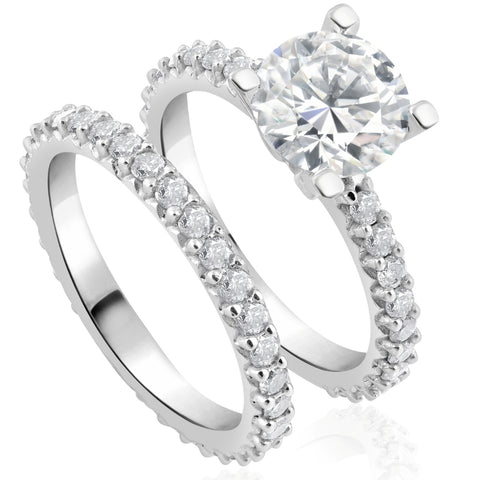 2 3/4Ct Diamond Engagement Wedding Ring Set in 14k White Gold