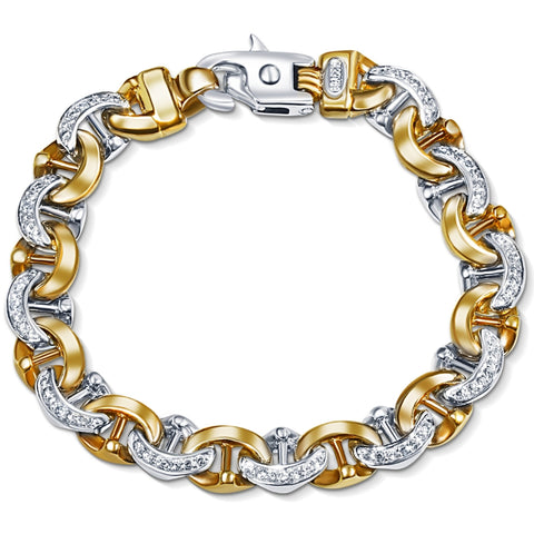 Men's 14k Gold (47gram) or Platinum (88gram) 10.5mm Diamond Bracelet 8.5"