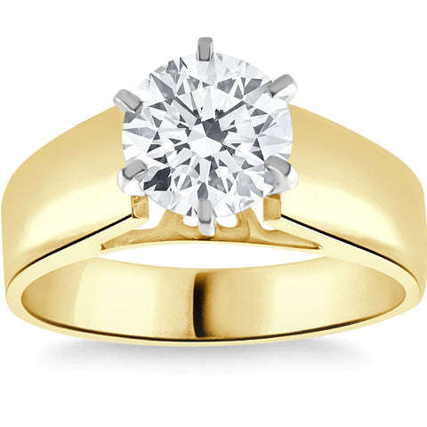 2Ct Round Moissanite Solitaire Engagement Ring 14k Yellow Gold